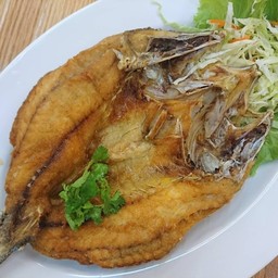 ปลากระพงทอดน้ำปลายำมะม่วง(เป็นตัว)