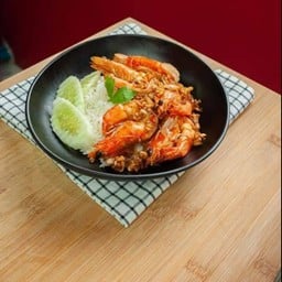 ข้าวราดกระเทียมกุ้ง