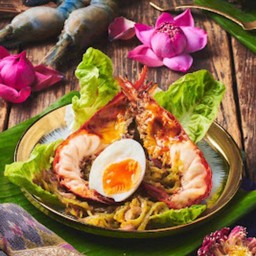 ยำพริกหยวกกุ้งแม่น้ำย่าง