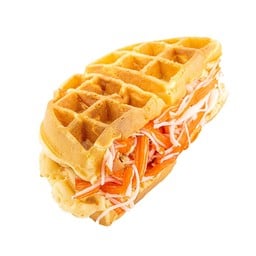 วาฟเฟิลปูอัด+ไส้กรอกไส้ทะลัก