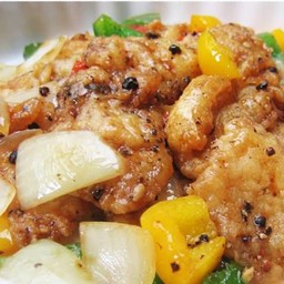 เนื้อปลากระพงผัดพริกไทยดำ