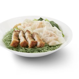 บะหมี่หยกเกี๊ยวกุ้ง+หมูกรอบ