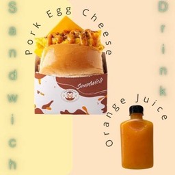 ราคาพิเศษ - แซนวิชไข่ห่อหมูเบอร์เกอร์ + น้ำส้มคั้น