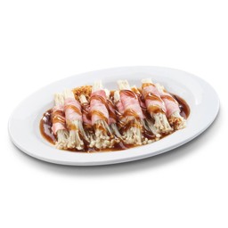 หมูชาบูพันเห็ดเข็มทองน้ำมันหอย