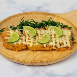 ข้าวไก่กรอบซอสครีมมะนาว