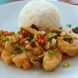 ข้าวปลาดอร์รี่ทอดคั่วพริกเกลือ