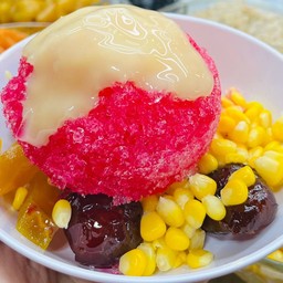 ข้าวโพดฟักทองพุทรา(น้ำแดง+นมข้น)