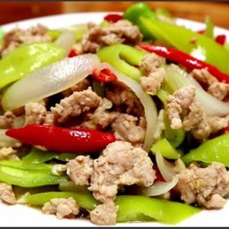 ผัดพริกหยวกหมูสับ (กับข้าว)