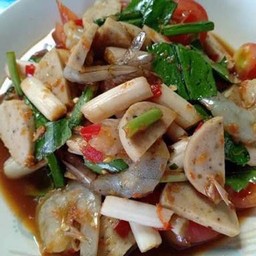 ตำใหลบัวปูปลาร้ากุ้งสดหมูยอ
