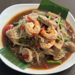 ตำเส้นเล็กกุ้งสด หมูยอ