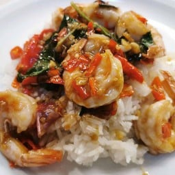 ข้าวกะเพรากุ้ง