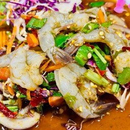 ยำกุ้งสด ปลาร้านัว