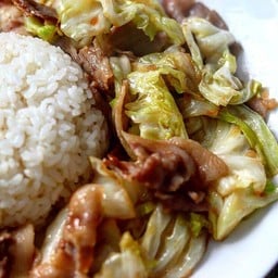 ข้าวราดผัดผักกะหล่ำปลี