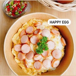 ข้าวไข่ข้นไส้กรอกไก่หนังกรอบ