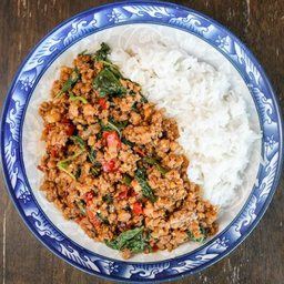 ข้าวกะเพราหมูสับ | 肉末炒罗勒 |Stir Fried Basil with Minced Pork