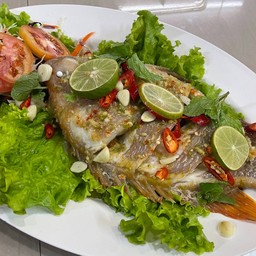 ปลาทับทิมนึ่งมะนาว