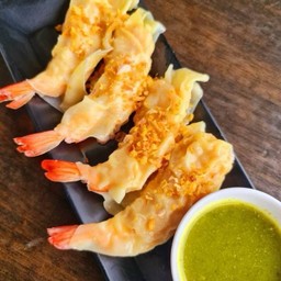 เกี๊ยวกุ้งจัมโบ้ (4ตัว) | 特大虾饺（4粒) Jumbo Shrimp Wontons (4 pieces)