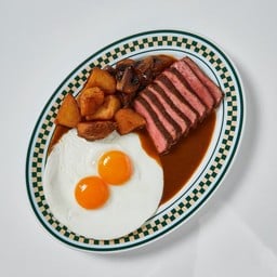 สเต็กเนื้อพื้นท้องกับไข่ดาว