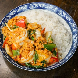 ข้าวผัดผงกะหรี่กุ้ง | 虾炒咖喱粉饭 |Stir-fried curry powder with Shrimp