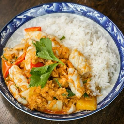 ข้าวผัดผงกะหรี่ปลาหมึก | 鱿鱼炒咖喱粉饭 |Stir-fried curry powder with Squid