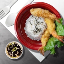 ข้าวหน้ากุ้งทอดเกล็ดขนมปัง