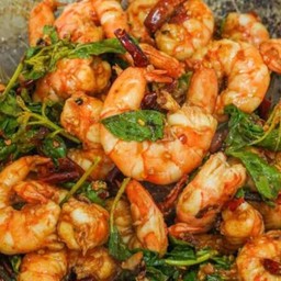 ผัดกระเพรากุ้ง (กับข้าว)