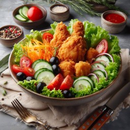 สลัดไก่ทอด Chicken Fried Salad