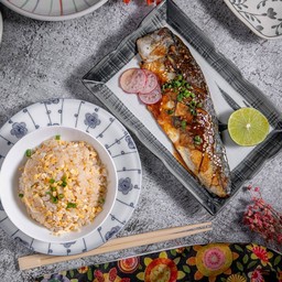 Keto ข้าวบุก+ซาบะย่างซีอิ๊ว