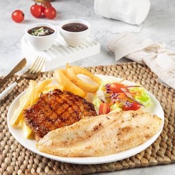 คอมบาย3 สเต็กไก่สไปซี่+สเต็กปลาดอรี่ย่าง