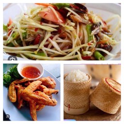 ชุดสุดคุ้ม(ปูปลาร้า ไก่ทอด ข้าวเหนียว)