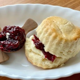 Buttermilk scone with clotted cream and jam (LM)