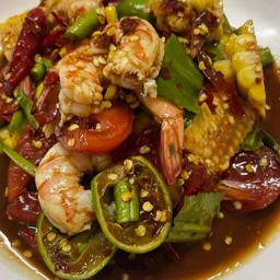 เหลาข้าโพดกุ้งสุก