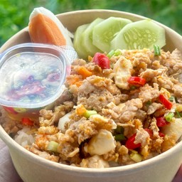 ข้่าวหมูสับคั่วพริกเกลือไข่เค็ม