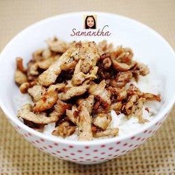 ข้าวหมูทอด+ไข่ยางมะตูม