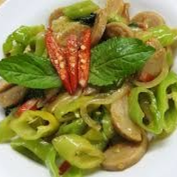 ข้าวหมูยอผัดพริกอ่อน