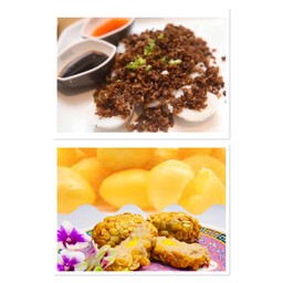 set จุ๊ยก้วย + เผือกกวนทอดไส้แป๊ะก้วย