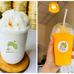น้ำมะพร้าวปั่น  (ไม่ใส่นม )คู่ น้ำส้มแท้ปั่น