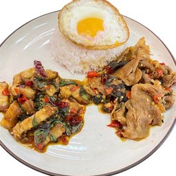 สองใจเนื้อน่องลาย+หมูกรอบ