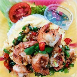 ข้าวไข่ข้นกุ้งคั่วพริกเกลือ