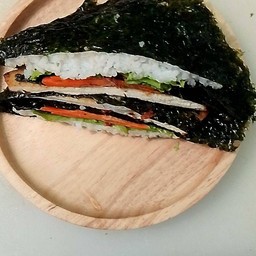 แซนวิช เต้าหู้สาหร่าย ไม่ใส่ไข่ Seaweed tofu sandwich