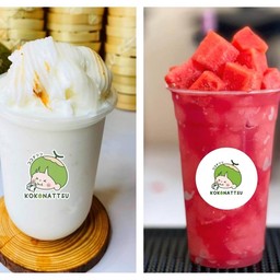 น้ำแตงโมปั่น คู่ มะพร้าวปั่น (ไม่ใส่นม)