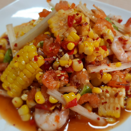 ส้มตำไทยข้าวโพดกุ้งลวก