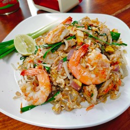 ผัดไทยวุ้นเส้นกุ้งสด
