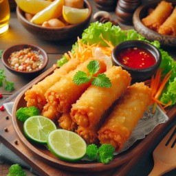ปอเปี๊ยะผักทอด Spring Rolls Vegetables Fried