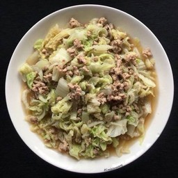 ผักกาดผัดหมูสับ ( กับข้าว )