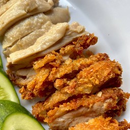 ไก่ต้มและไก่ทอดสับ