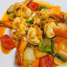 กุ้งผัดซอสไข่เค็ม