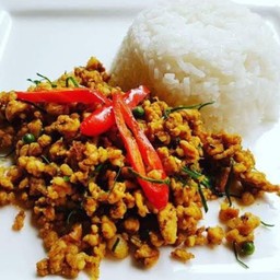 ข้าว คั่วกลิ้งหมูสับ