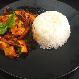 ข้าวราด ผัดน้ำพริกเผา