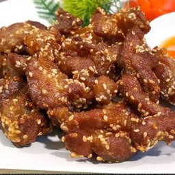 หมูทอดงา+น้ำจิ้มแจ่ว(กับข้าว)
